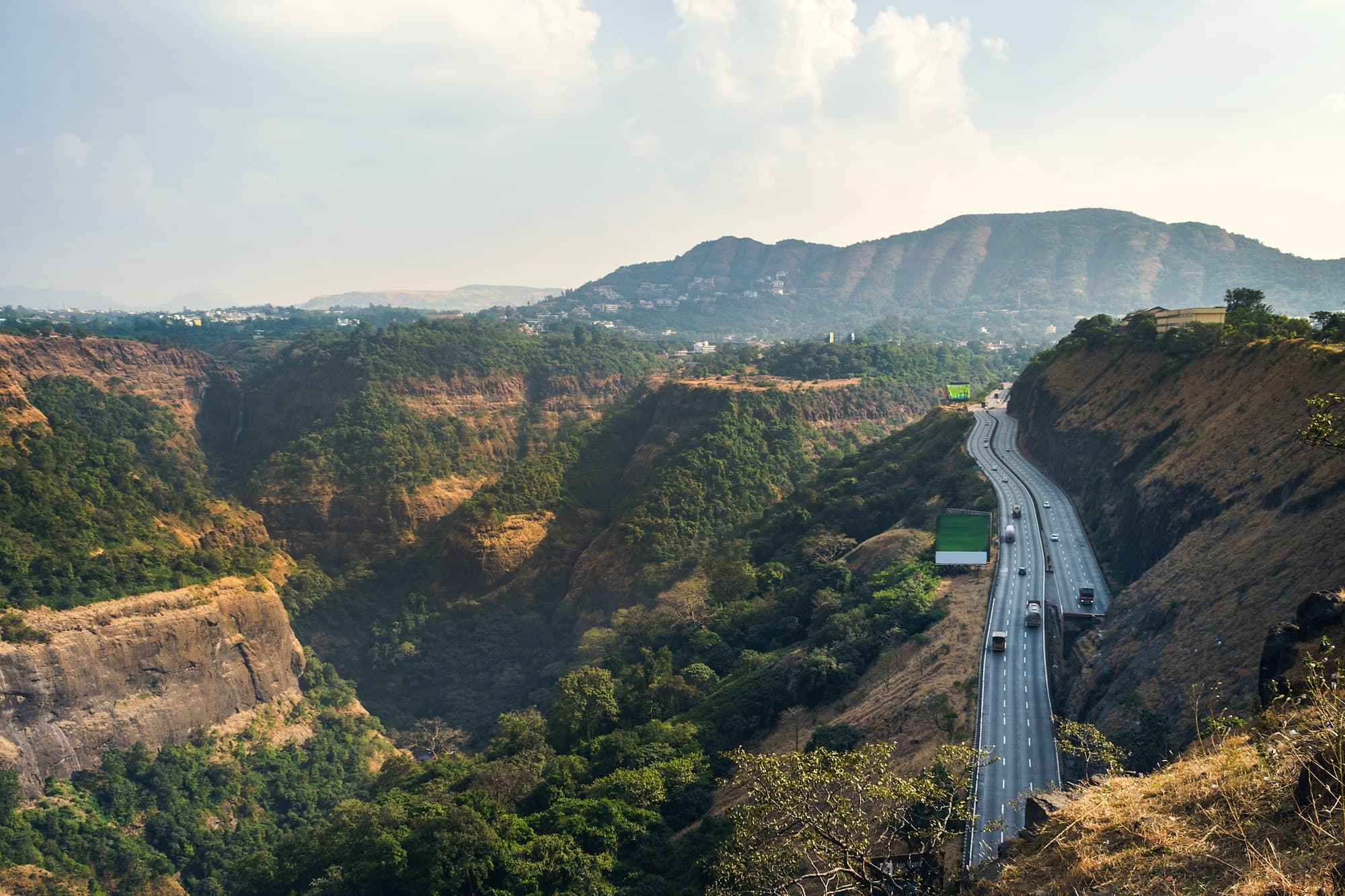 The expressway winding through the green valleys of Khandala