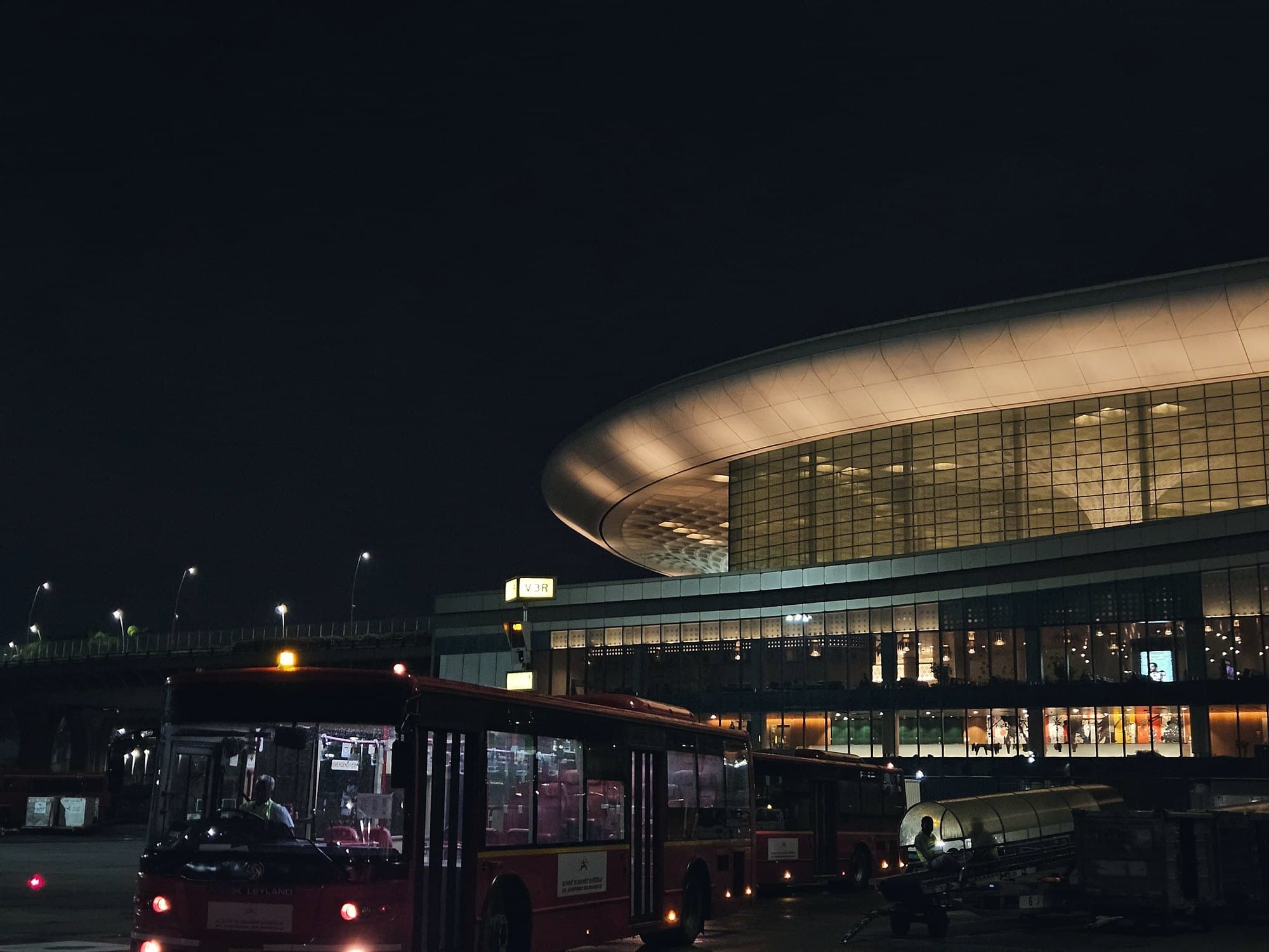 Mumbai airport’s Terminal 2 lit up at night